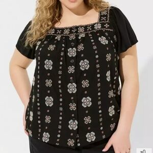 Torrid Embroidered Black Top